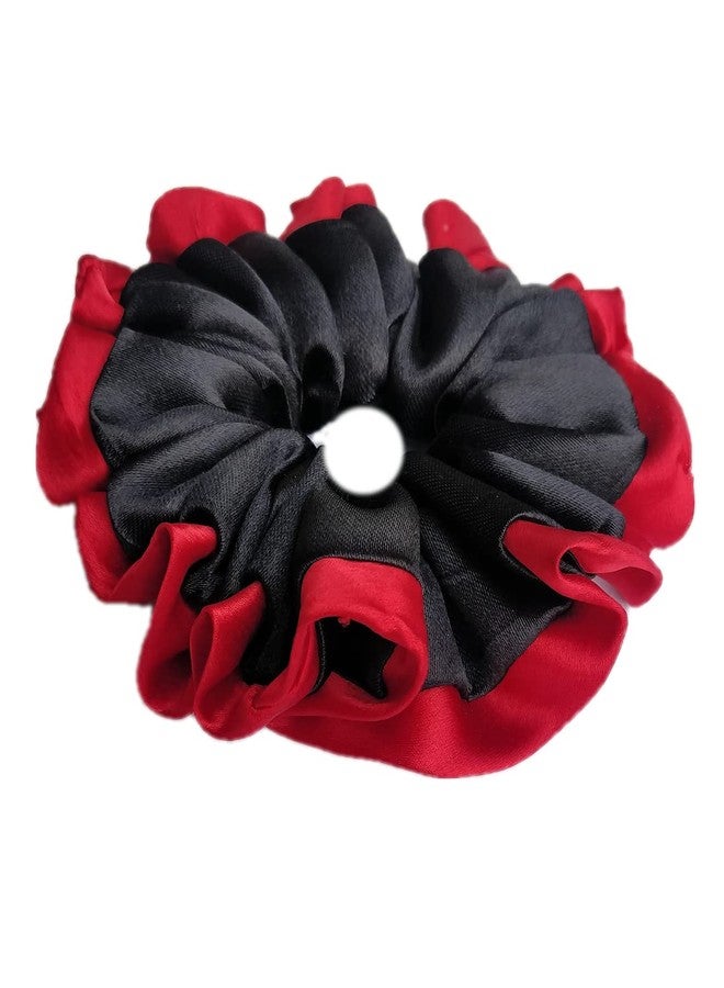 IBDA Satin Biased Trim Scrunchies Two-Tone, Free Sized, Super Glossy, Ponytail Holder Hair Ties, Handmade, Woman stylish Scrunchies Extra Soft Elastic to Avoid Pulling & Tugging, Prevents Hair Damage - Image 1