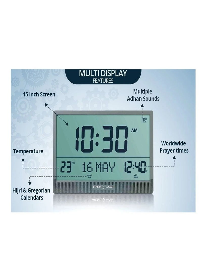 الفجر ساعة الحائط الرقمية الفجر أذان CJ-17 - رمادي - Image 5