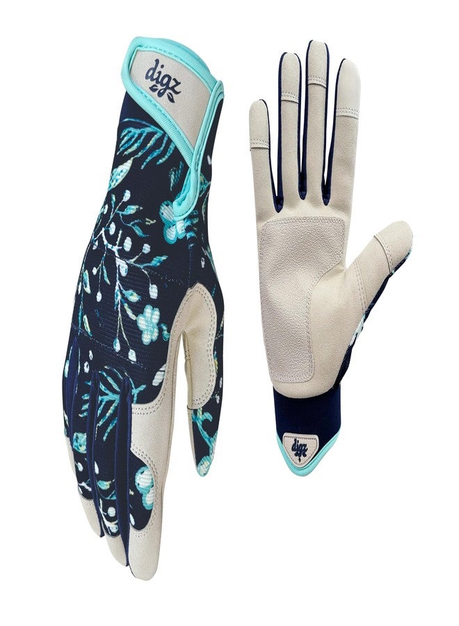 Digz Women's Medium Outdoor and Work Gardener Gloves, Spandex, Navy Blue - Image 1
