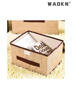 WAOKN 2 PCS Small Large Size Fabric Storage Boxes,Closet Storage Organizers for Clothes，Wardrobe Storage Bins with Lids Washable Large  Capacity Storage Boxes for Organizing Wardrobe Beige  - Image 3