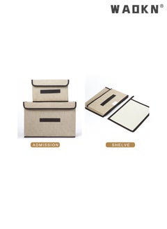 WAOKN 2 PCS Small Large Size Fabric Storage Boxes,Closet Storage Organizers for Clothes，Wardrobe Storage Bins with Lids Washable Large  Capacity Storage Boxes for Organizing Wardrobe Beige  - Image 4