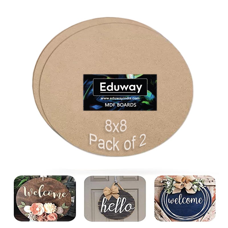 Eduway لوح MDF دائري 8 بوصة من Eduway® لفن الماندالا، ليبان، فن الراتنج والحرف، سمك 4 مم، مادة كرتون فاخرة Pof 2 للفنانين، الفن والحرف - قطع صلبة بأحجام صغيرة وكبيرة (20x20 سم) - Image 1