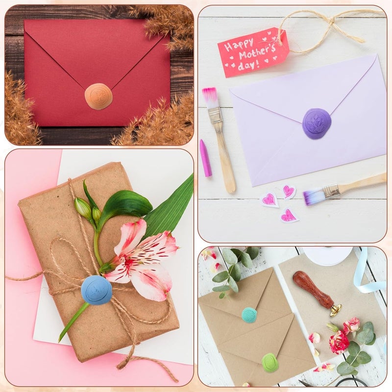 piercing 8pcs Wax Seal Stamp, Wax Seal Stamp Kit, Embossing Stamp 8 Head Set Rose Tulip Butterfly Alloy Wood Handle for Invitations Crafts Gift - Image 3