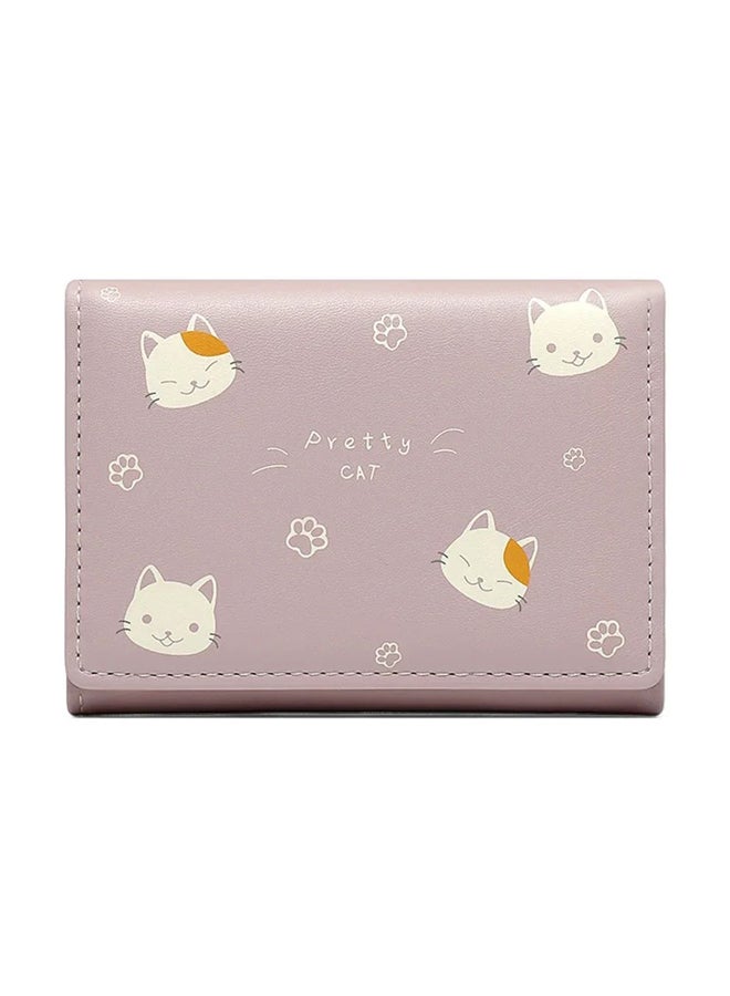 The Black Pearl Accessories Leather Flip Wallet & Card Holder with 9 Pockets - Pretty Cat - Purple - Image 1