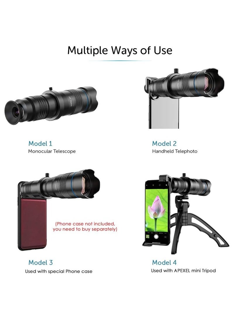 APEXEL - Apexel Cell Phone Camera Lens Kit, 28X Telephoto Lens Kit with Mini Tripod and Remote Shutter for iPhone,Samsung Galaxy Huawei and Most Smartphone - Image 1
