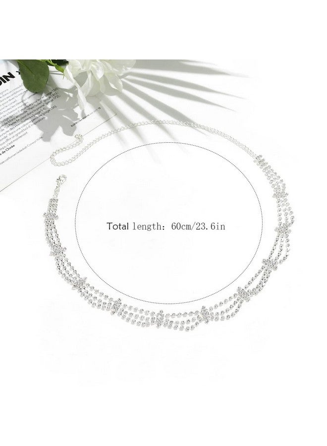 Urieo Wedding Crystal Head Chain Bridal Rhinestones Hair Chains Layered Headpiece Hair Accessories For Women - Image 1