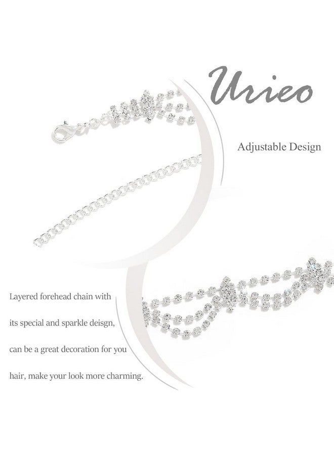 Urieo Wedding Crystal Head Chain Bridal Rhinestones Hair Chains Layered Headpiece Hair Accessories For Women - Image 4