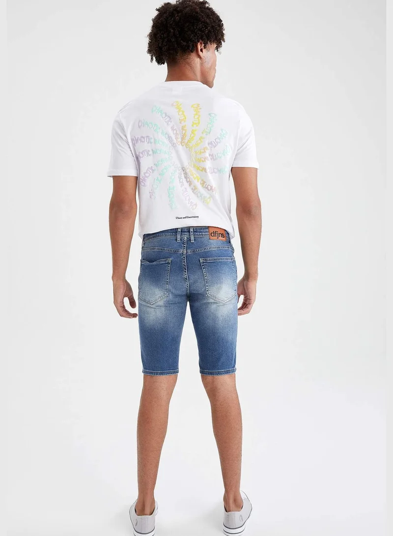 DeFacto Skinny Fit Distressed Denim Jean Bermuda Shorts