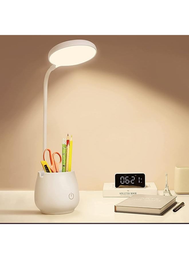 X spring Desk Lamp For Home Office Led Desk Lamp With Pen And Phone Holder Eye Caring Small Table Lamp With 3 Color Light Modes And Usb Charging Port Reading Light For Dorm Study Computer Work  - Image 1