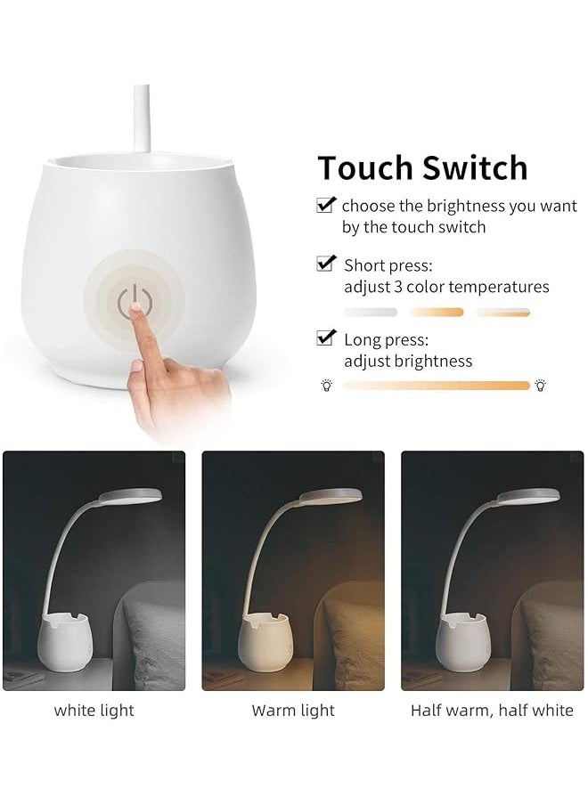 X spring Desk Lamp For Home Office Led Desk Lamp With Pen And Phone Holder Eye Caring Small Table Lamp With 3 Color Light Modes And Usb Charging Port Reading Light For Dorm Study Computer Work  - Image 2