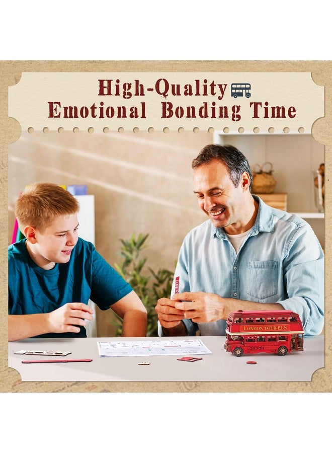 روبوتايم ألغاز ثلاثية الأبعاد للكبار، مجموعة نموذج حافلة لندن السياحية الخشبية، لعبة تعليمية لتحفيز العقل للأطفال، ديكورات حرفية، هدية - Image 4