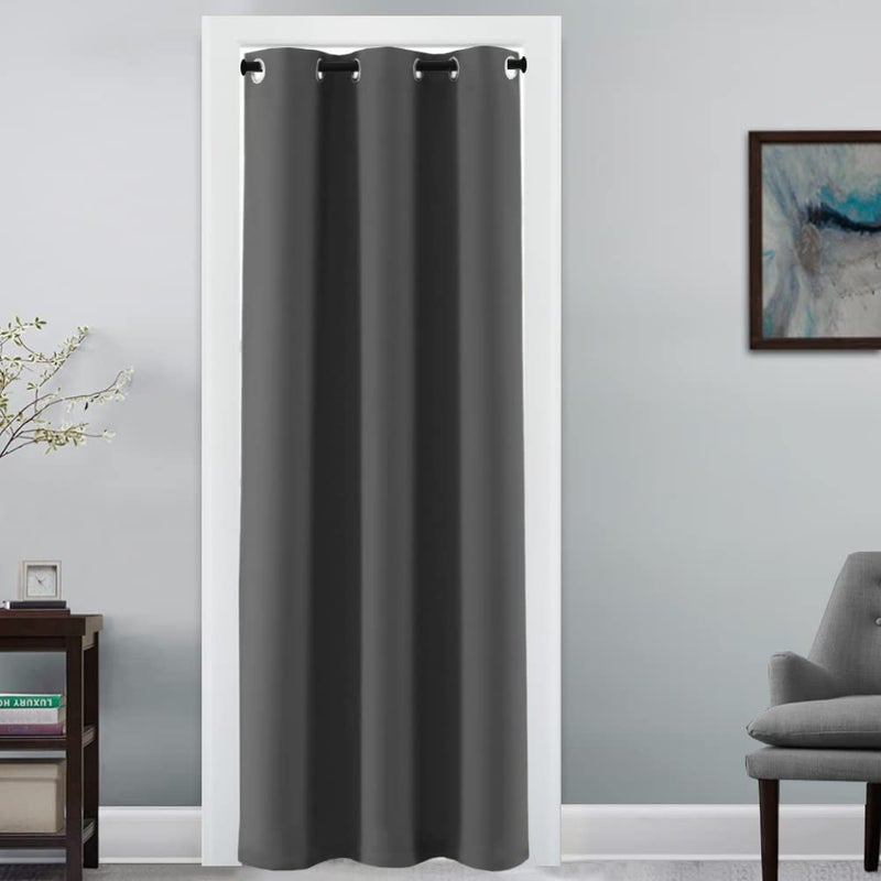 HVERSAILTEX Doorway Curtain Blackout Closet Door Curtain Room Divider Window Treatment Curtain for Bedroom Thermal Insulated Privacy Drape Soundproof Grommet 42 x 80 inches 1 Panel Charcoal Grey