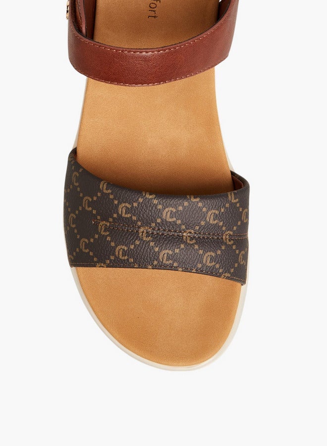 لو كونفورت صنادل بطبعة شعار بحزام لاصق - Image 3