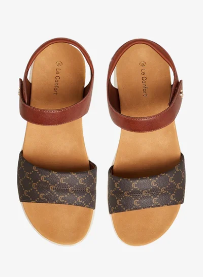 Le Confort Monogram Print Sandals with Hook and Loop Closure