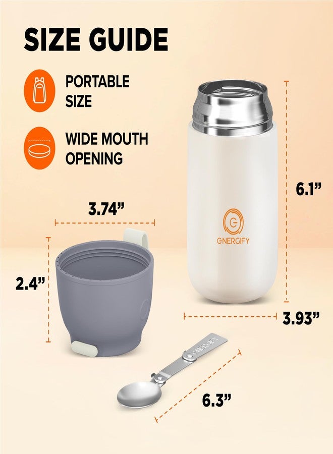 ENERGIFY Vacuum Insulated Food Jar. Large 24oz Bowl incl. Folding Spoon, Cup. Wide Mouth Keep Hot & Cold Drinks Soup Lunch Container for Adults. BPA-Free Stainless Steel, Leak Proof Black Matte - Image 4