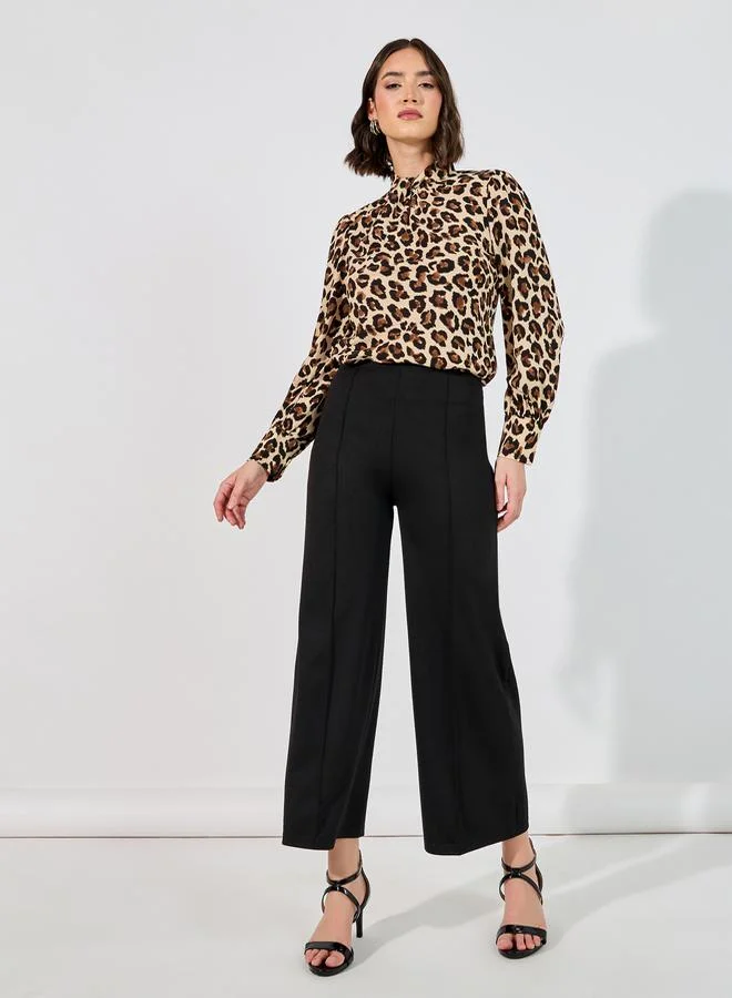 Styli All Over Print Long Sleeves High Neck Regular Fit Top