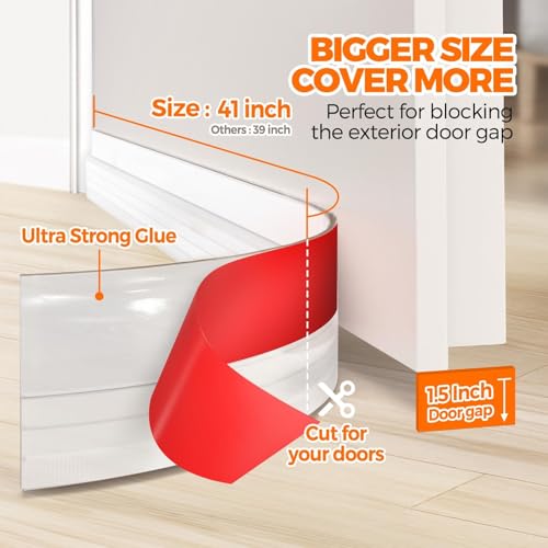 Holikme Weather Stripping 41 inch Door Draft Stopper Under Door Draft Blocker Doors Sweep Noise Stopper Strong Adhesive Transparent - Image 4
