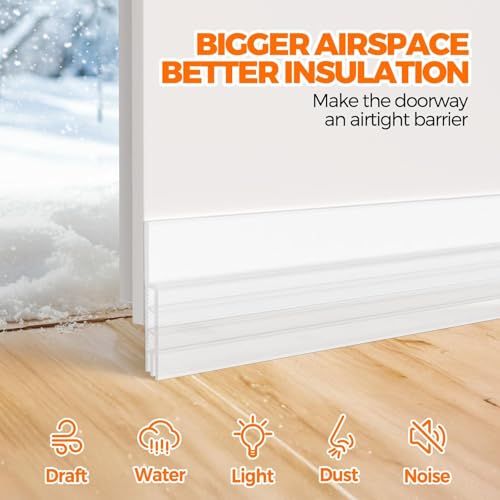 Holikme Weather Stripping 41 inch Door Draft Stopper Under Door Draft Blocker Doors Sweep Noise Stopper Strong Adhesive Transparent - Image 2