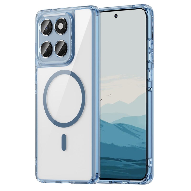 erorex For Motorola Edge 60 Fusion PC Hybrid TPU Airbag Shockproof MagSafe Phone Case(Transparent Blue) - Image 1