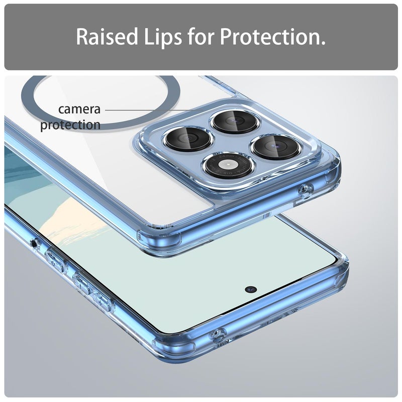 erorex For Motorola Edge 60 Fusion PC Hybrid TPU Airbag Shockproof MagSafe Phone Case(Transparent Blue) - Image 3