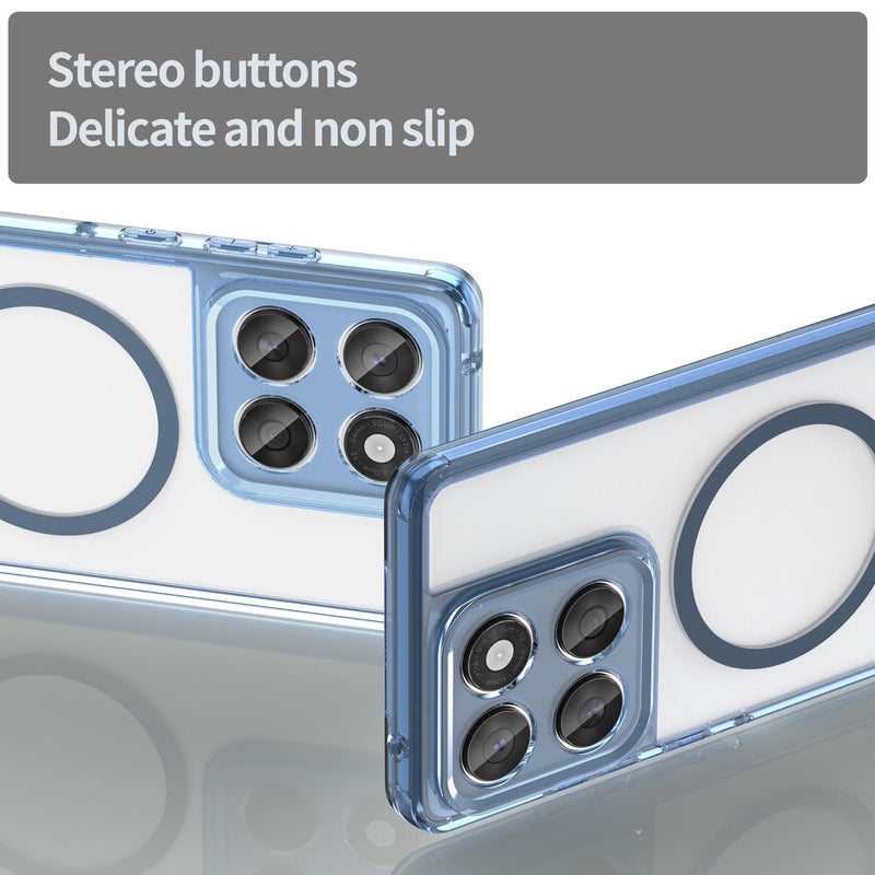 erorex For Motorola Edge 60 Fusion PC Hybrid TPU Airbag Shockproof MagSafe Phone Case(Transparent Blue) - Image 4