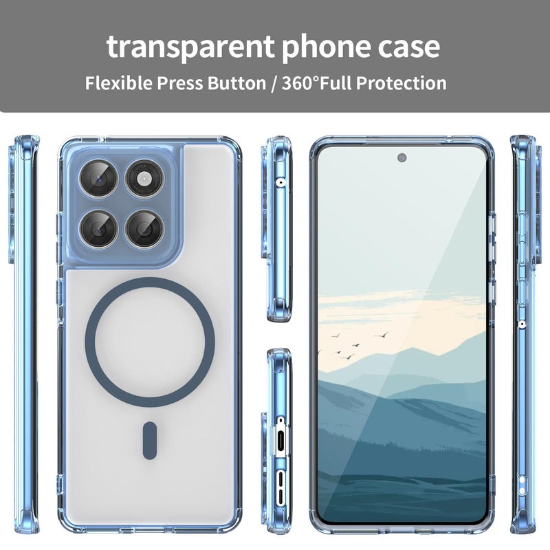 erorex For Motorola Edge 60 Fusion PC Hybrid TPU Airbag Shockproof MagSafe Phone Case(Transparent Blue) - Image 2