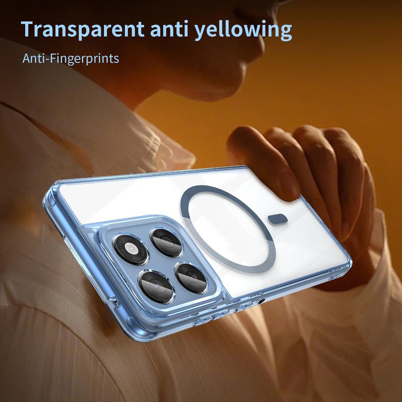 erorex For Motorola Edge 60 Fusion PC Hybrid TPU Airbag Shockproof MagSafe Phone Case(Transparent Blue) - Image 5