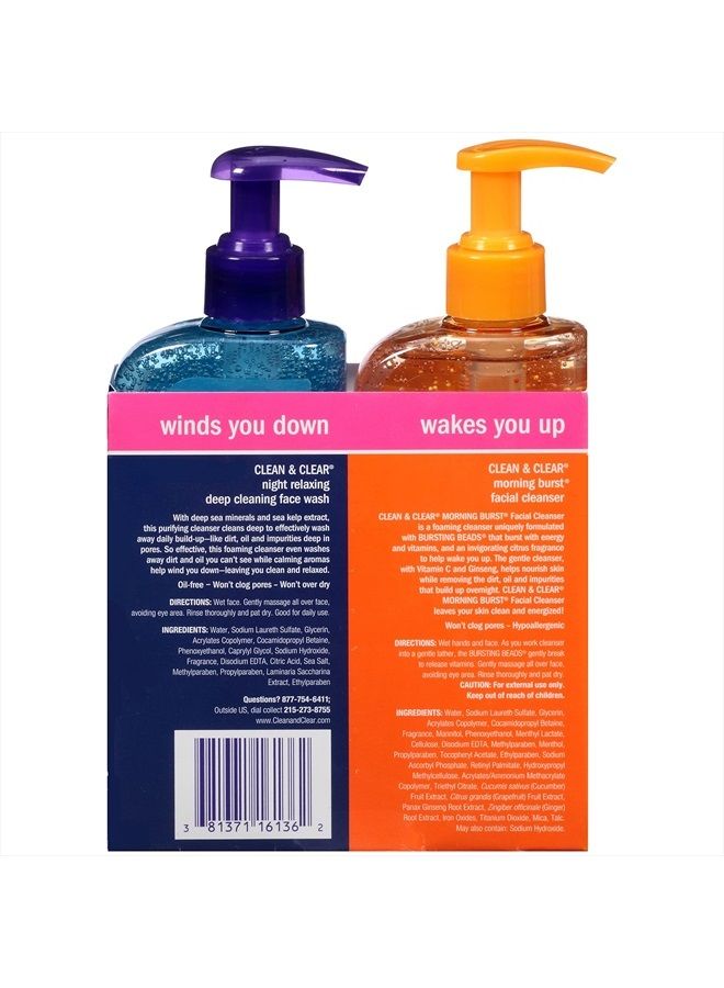 Clean & Clear 2 Pack day and night face cleansers with citrus morning burst facial cleanser with vitamin C & relaxing night facial cleanser with sea minerals - Image 5