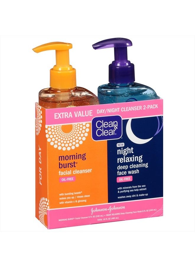 Clean & Clear 2 Pack day and night face cleansers with citrus morning burst facial cleanser with vitamin C & relaxing night facial cleanser with sea minerals - Image 3