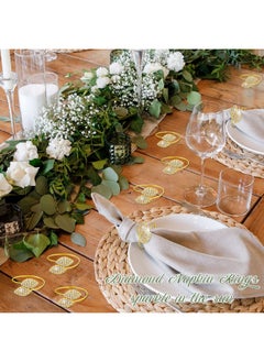 Hotop Hotop 100 Pcs Napkin Rings Set Gold Bling Napkin Rings Metal Leaves Napkin Holders Rhinestone Napkin Buckle for Wedding Christmas Thanksgiving Party Dinner Table Decoration  - Image 4