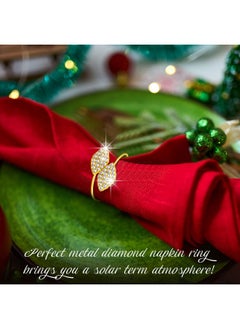 Hotop Hotop 100 Pcs Napkin Rings Set Gold Bling Napkin Rings Metal Leaves Napkin Holders Rhinestone Napkin Buckle for Wedding Christmas Thanksgiving Party Dinner Table Decoration  - Image 5