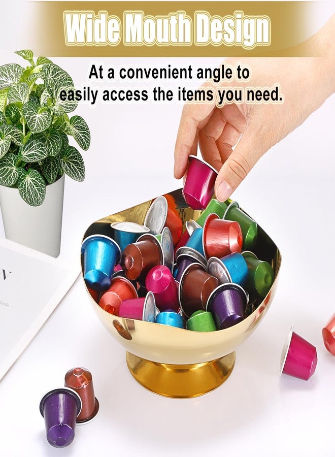 ELLDOO Coffee Pod Holder, 7.1inch Gold Metal Coffee Pod Storage for K Cup Nespresso Vertuo Keurig, Creamer Organizer Candy Bowl Fruit Snacks Jar for Countertop Kitchen Breakroom - Image 4