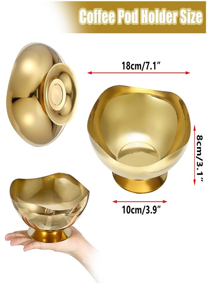 ELLDOO Coffee Pod Holder, 7.1inch Gold Metal Coffee Pod Storage for K Cup Nespresso Vertuo Keurig, Creamer Organizer Candy Bowl Fruit Snacks Jar for Countertop Kitchen Breakroom - Image 3