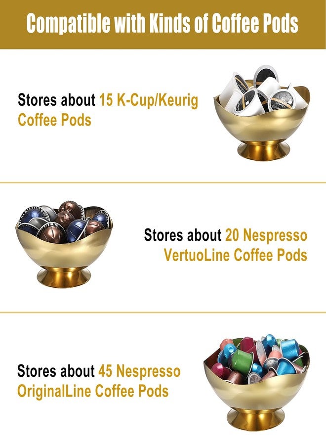 ELLDOO Coffee Pod Holder, 7.1inch Gold Metal Coffee Pod Storage for K Cup Nespresso Vertuo Keurig, Creamer Organizer Candy Bowl Fruit Snacks Jar for Countertop Kitchen Breakroom - Image 5