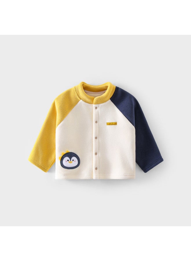 Doxiluca Baby Jacket Spring And Autumn Boys Class A Top Girls Winter Toddler Cardigan Jacket Penguin Colorblock 100