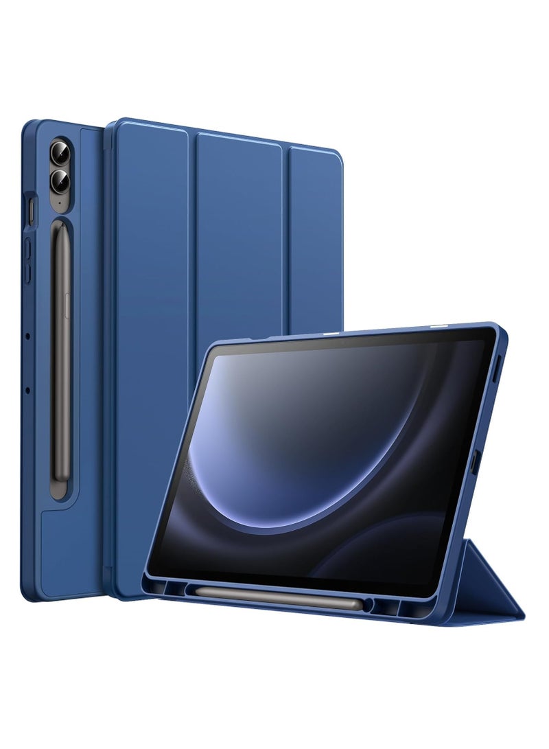 DUSALA Case for Samsung Galaxy Tab S9 FE Plus 12.4 Inch with S Pen Holder, Soft TPU Tri-Fold Stand Protective Tablet Cover, Support S Pen Charging, Auto Wake/Sleep - Image 1