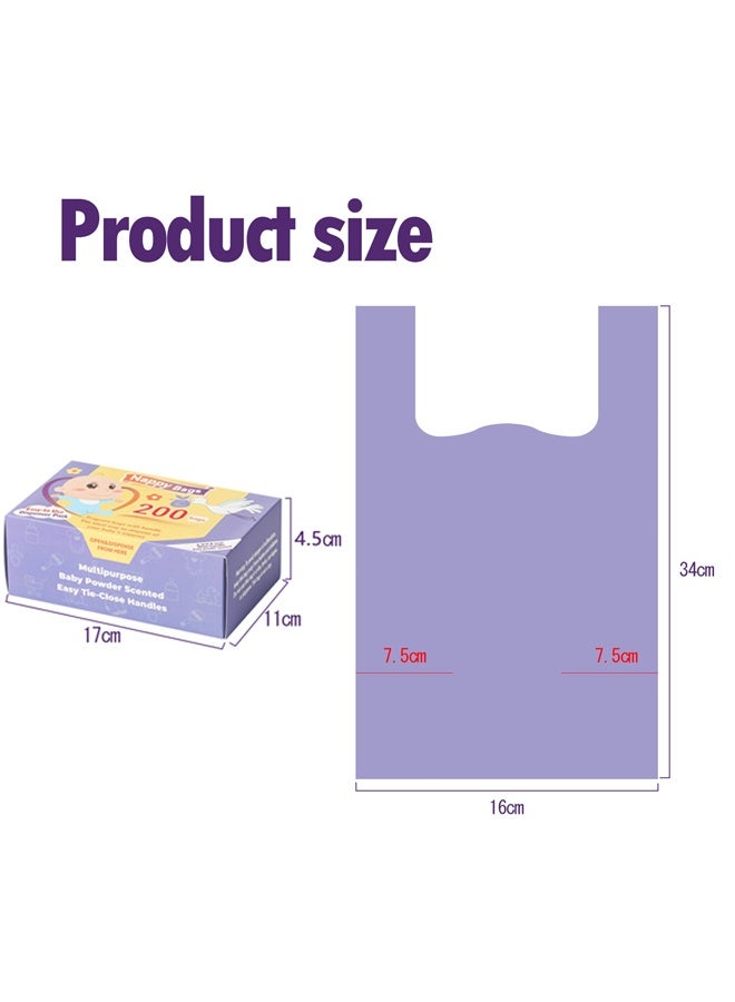 Vinnatsu 200/400/600/1000 Count Baby Disposable Diaper Bags Scented Diaper Sacks with Tie Handle Disposal Trash Sacks Pet Dog Poop Cat Litter Clump Waste Bags (Purple) - Image 2