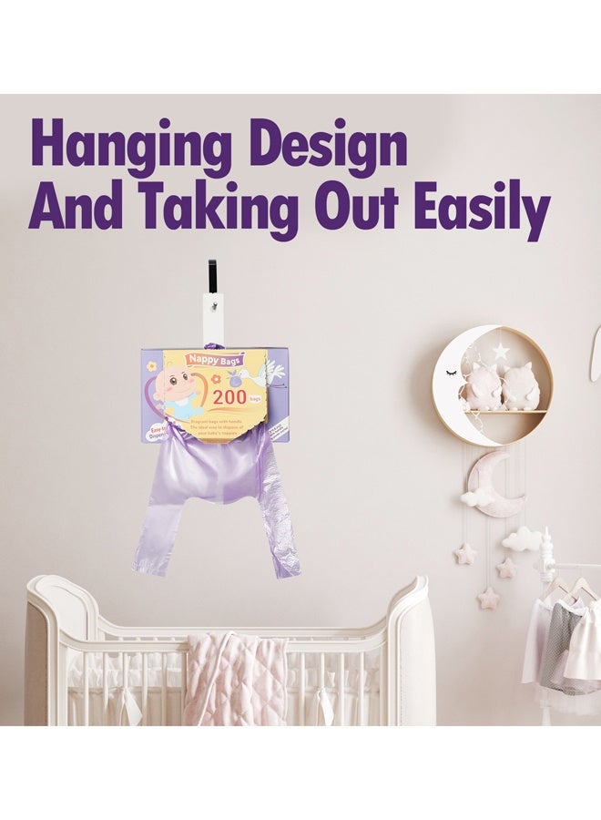 Vinnatsu 200/400/600/1000 Count Baby Disposable Diaper Bags Scented Diaper Sacks with Tie Handle Disposal Trash Sacks Pet Dog Poop Cat Litter Clump Waste Bags (Purple) - Image 5