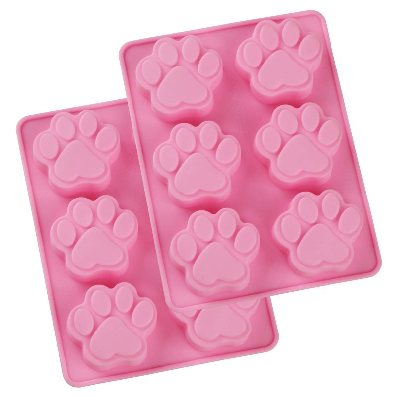 WARMBUY Silicone Molds for Dog Treats Soap Making and Chocolate Animal Paws 2 Pack