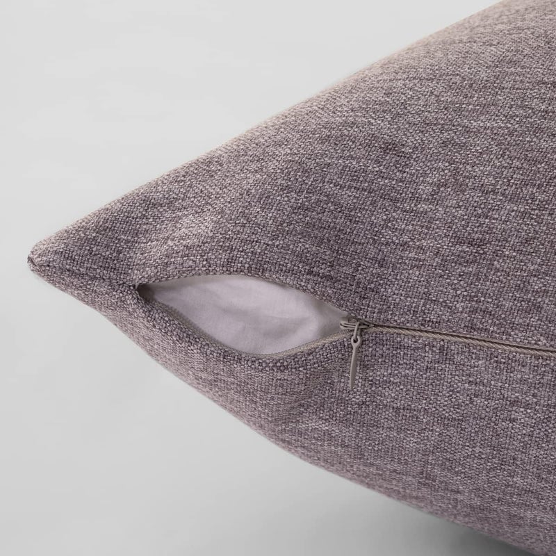 AMBERIS Bed Runner Light Grey, Imitation Hemp Decorative Bed Scarf for Home Hotel-2 Pillowcases (45×45cm)(Without Insert) - Image 3