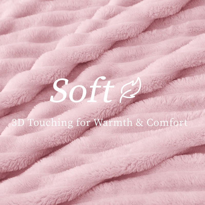 BEDELITE Twin Blanket for Couch & Bed, 300GSM Soft & Warm Fleece Blanket, Decorative and Giftable Striped Cherry Blossom Blankets for Women, Men, 60"x80" - Image 4