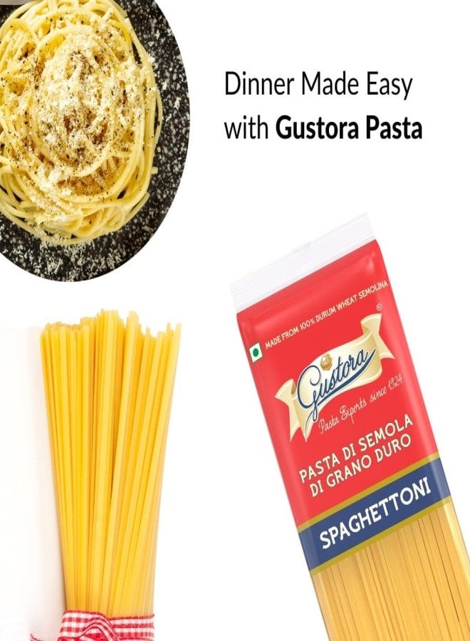 Gustora Durum Wheat Semolina Vegetarian Fibre Rich Spaghettoni I Protein and Fiber Rich Vegetarian Long Pasta - 500 gm - Image 5