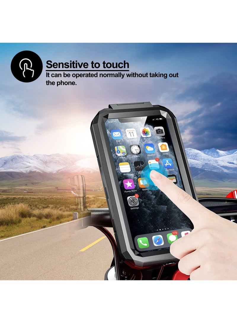 Kewig Cycling Phone Mounts,Motorcycl Hold Waterproof Shell with Touch Screen for 4.7"-6.0" Smartphones Up to 11mm Thick, Fits to Handlebar 0.87"-1.26" Bicycle/Motorbike - Image 2