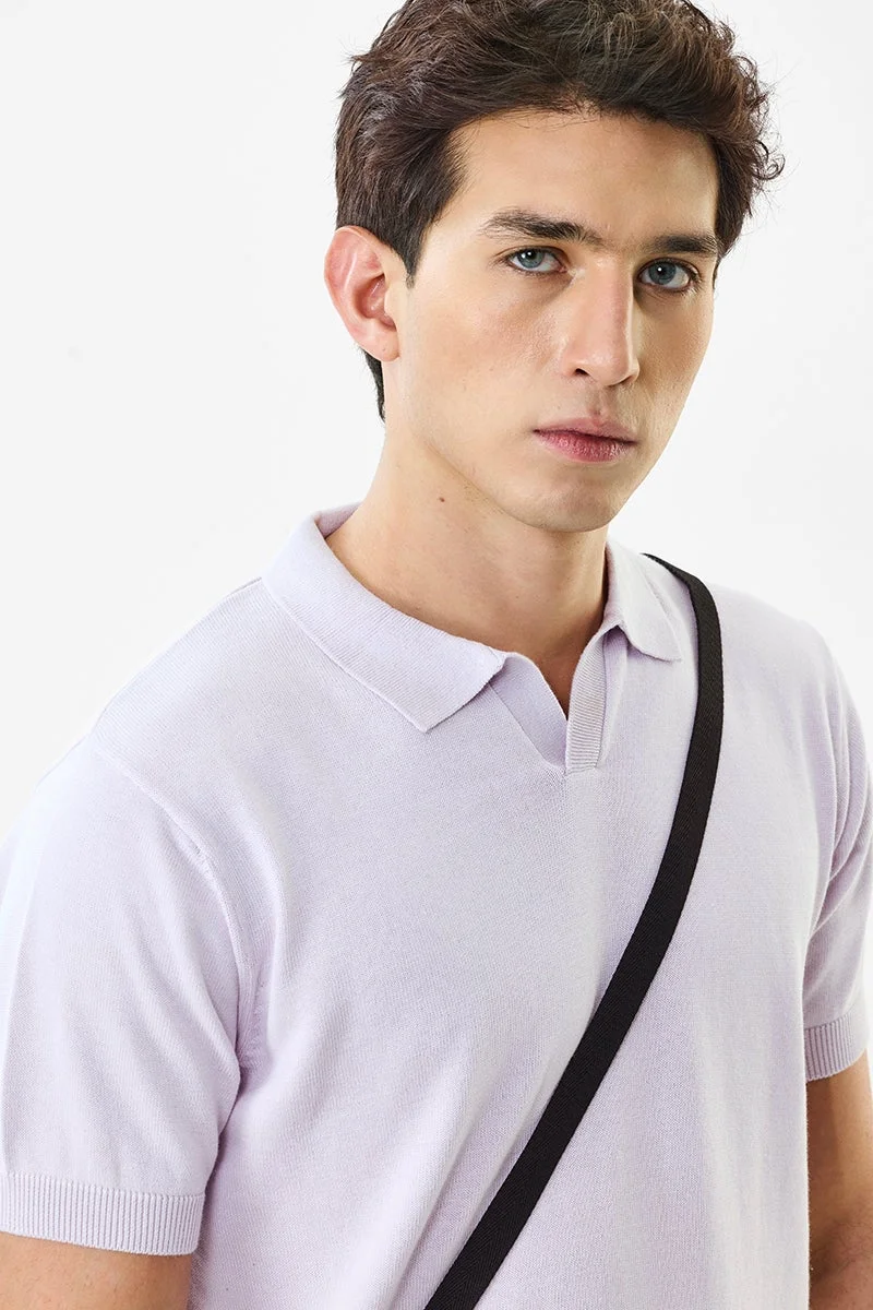 سنيتش Lavender Solid Half Sleeve Regular Fit T-Shirt