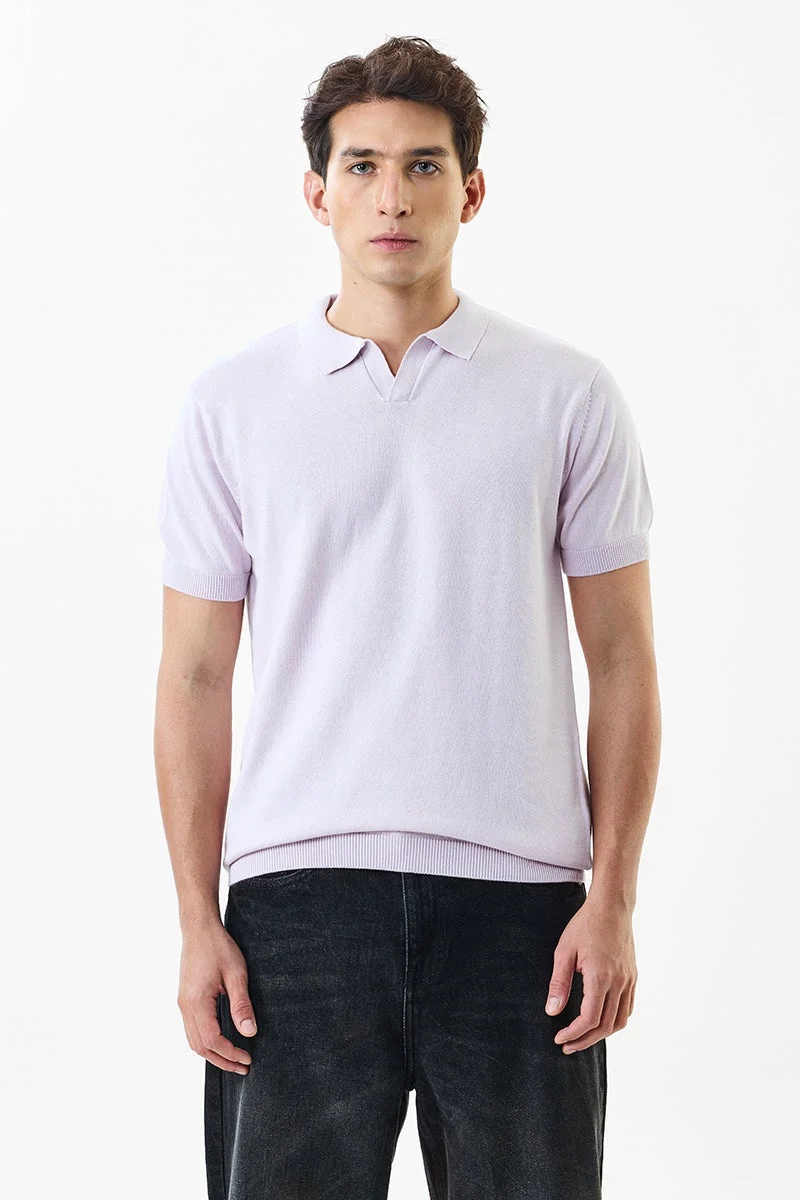 سنيتش Lavender Solid Half Sleeve Regular Fit T-Shirt
