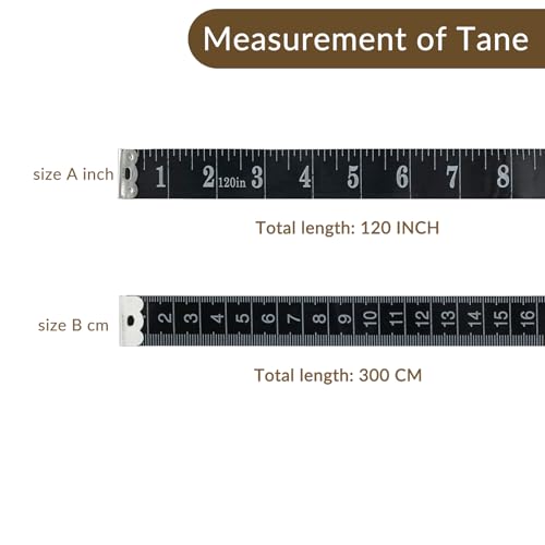 GDMINLO 2 Pack Sewing Tape Measure120Inch/300cmDouble-Scale Soft Tape Measuring Body Weight Loss Medical Body Measurement Sewing Tailor Cloth Ruler Dressmaker Flexible Ruler Tape Measure (Black) - Image 3