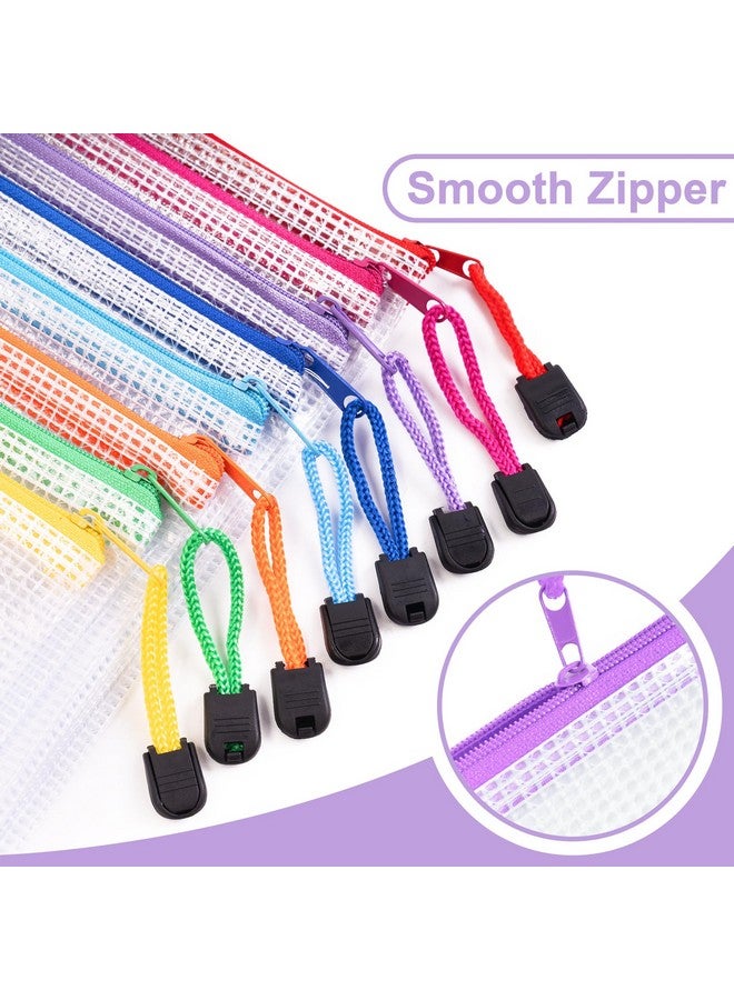 Toptime 30Pcs Mesh Zipper Pouch Bags 8 Size Plastic Zipper Pouches For Organizing Waterproof Clear Zipper Bags Small Mesh Bag With Zipper Organizer Bags For Document Puzzle Board Game Storage  - Image 2