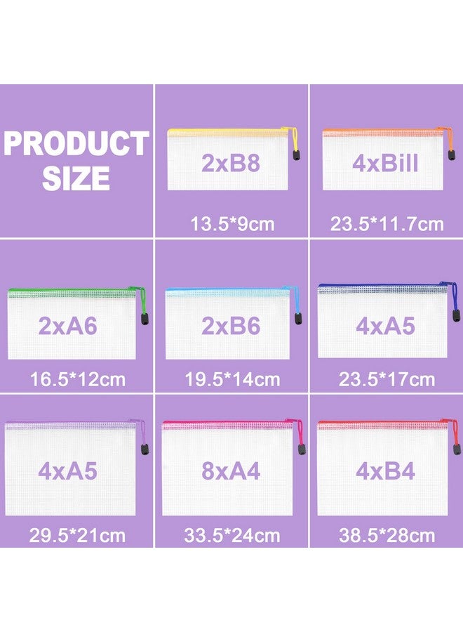 Toptime 30Pcs Mesh Zipper Pouch Bags 8 Size Plastic Zipper Pouches For Organizing Waterproof Clear Zipper Bags Small Mesh Bag With Zipper Organizer Bags For Document Puzzle Board Game Storage  - Image 4
