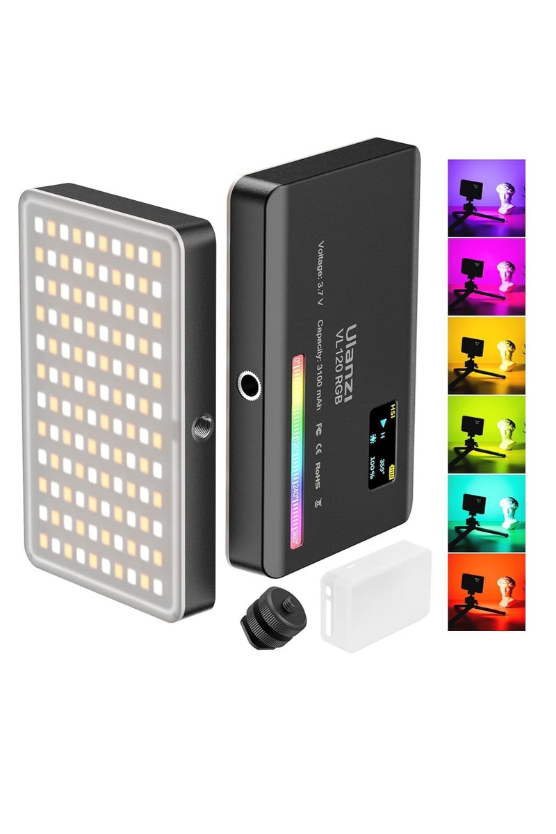 Ulanzi VL120 RGB LED Video Light, 360° Full Color Portable Camera Light, CRI 95+ 2500-9000K Dimmable Panel Lamp w LCD, 3100mAh Rechargeable DSLR Lighting for Vlogging, Photography, Video Conference - Image 1