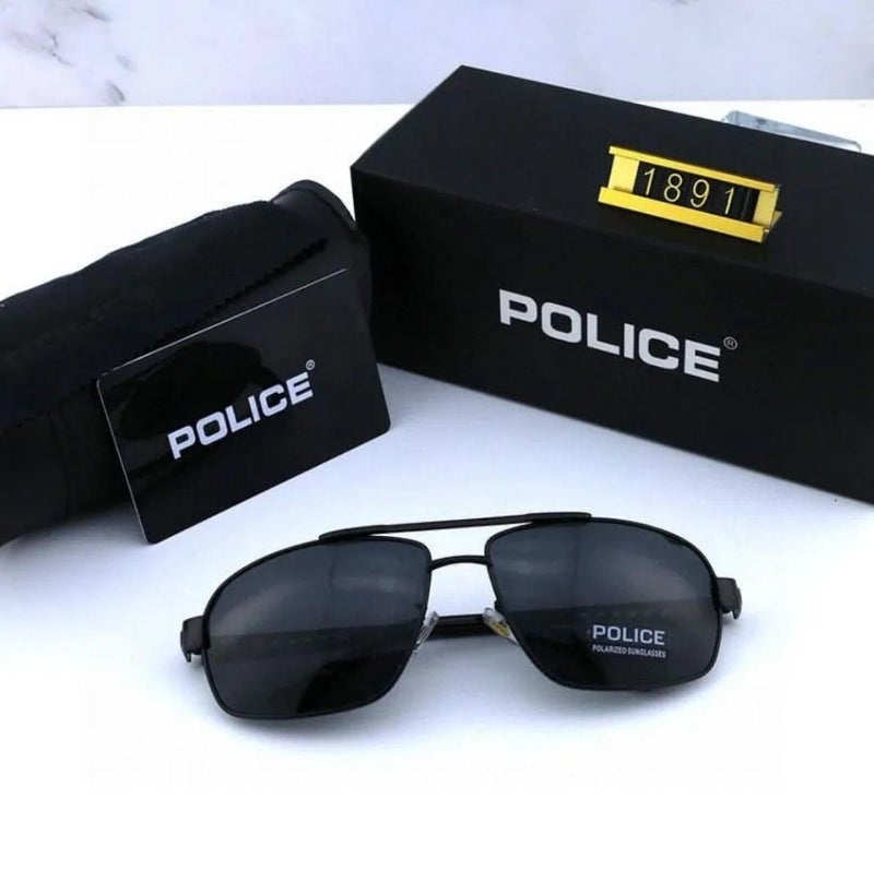 POLICE High Quality Men's Sun Polarized Glasses Metal High-end Sunglasses Black Frame with Grey Lenses - Image 2